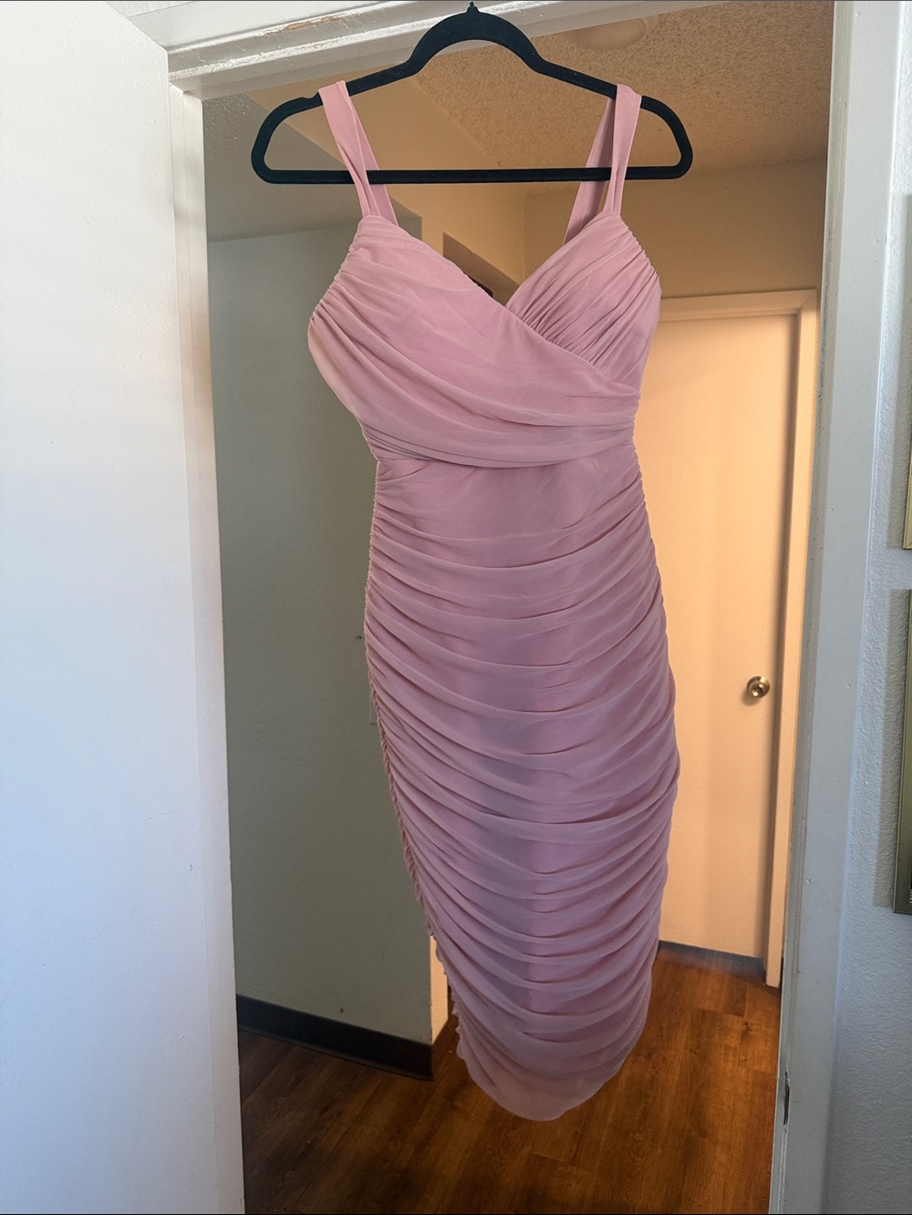 Fashion Nova Dusty Pink Ruched Sleeveless Midi Dress